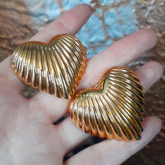 Zara Jewelry - Zara Gold Heart-Shaped Statement Earrings